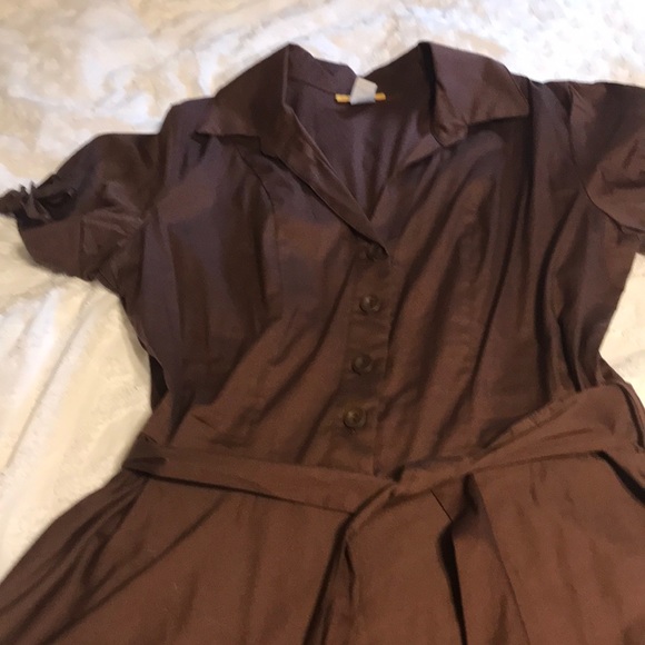 Brown Retro style dress. Shirtdress. Size 2XL - Picture 2 of 4